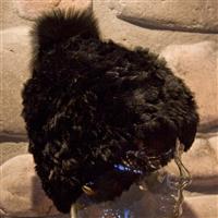 Mitchie's Matchings Rabbit Fur Hat with Pom - Women's - Black/Black/Fox