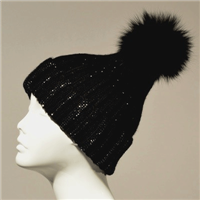 Mitchie's Matchings Knit Hat with Sparkles - Women's - Black