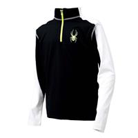 Spyder Charger Therma Stretch T-Neck - Boy's - Black/White/Bryte Green