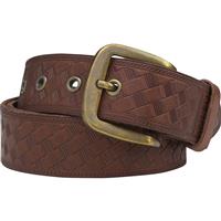 Burton Embossed Leather Belt - Brown Leather