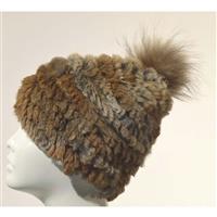 Mitchie's Matchings Rabbit Fur Hat with Pom - Women's - Goma