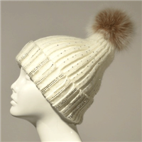 Mitchie's Matchings Knit Hat with Sparkles - Women's - White