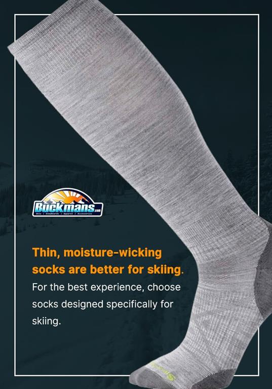 thin moisture wicking socks are better for skiing