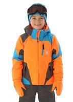 Spyder Mini Leader Jacket - Boy's - Bryte Orange / Electric Blue / Polar