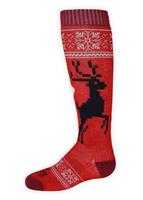 Hot Chillys Mid Volume Sock - Youth - Holiday Fever / Crimson