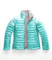 The North Face Reversible Mossbud Swirl Jacket - Girl's - Mint Blue / Metallic Silver