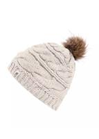 The North Face Triple cable FUR Pom Beanie - Women's - Vintage White