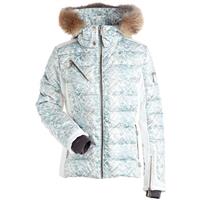 Nils Ula Real Fur Silver Blue Fox Jacket - Women's - Fjord Print / Winter White