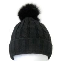 Mitchie's Matchings Black Knitted Hat with Pom - Women's - Black