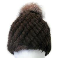 Mitchie's Matchings Mink Hat with Fox Pom - Women's - Brown
