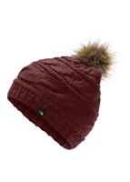 The North Face Triple cable FUR Pom Beanie - Women's - Deep Red / Dijon Brown