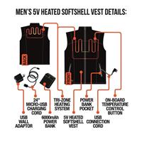 ActionHeat 5V Battery Heated Softshell Vest - Men's - Black