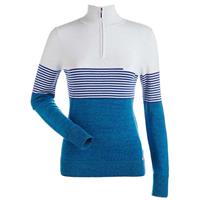 Nils Riley 1/4 Zip T-Neck Sweater - Women's - Turquoise / White / Blue Blaze